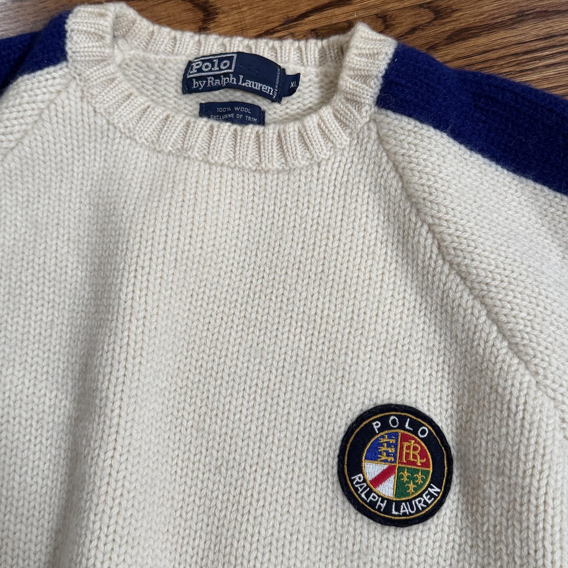 Vintage Polo USA Cream / Blue Sweater (Size XL) — RootsBK